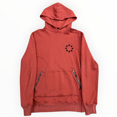 Star Embroidered Cotton Hoodie Red