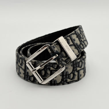 Oblique Jacquard Belt Beige Black