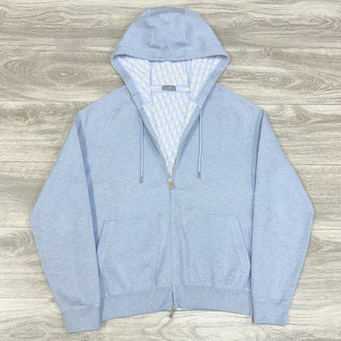 Cashmere Knit & Blue Cotton Hooded Track Jacket