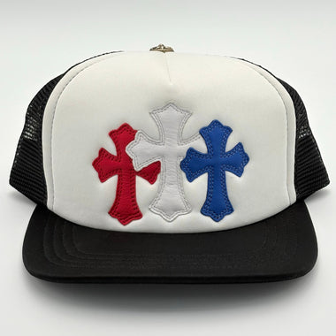 Triple Cross Trucker Hat Red White Blue