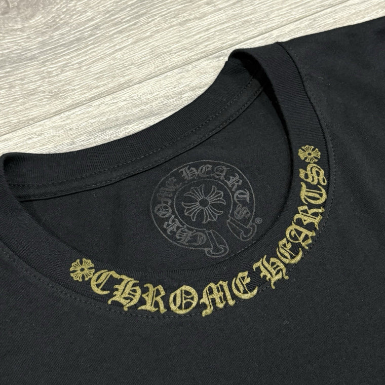 Neck & Vertical Logo Long Sleeve T-Shirt Black Green — photo 5