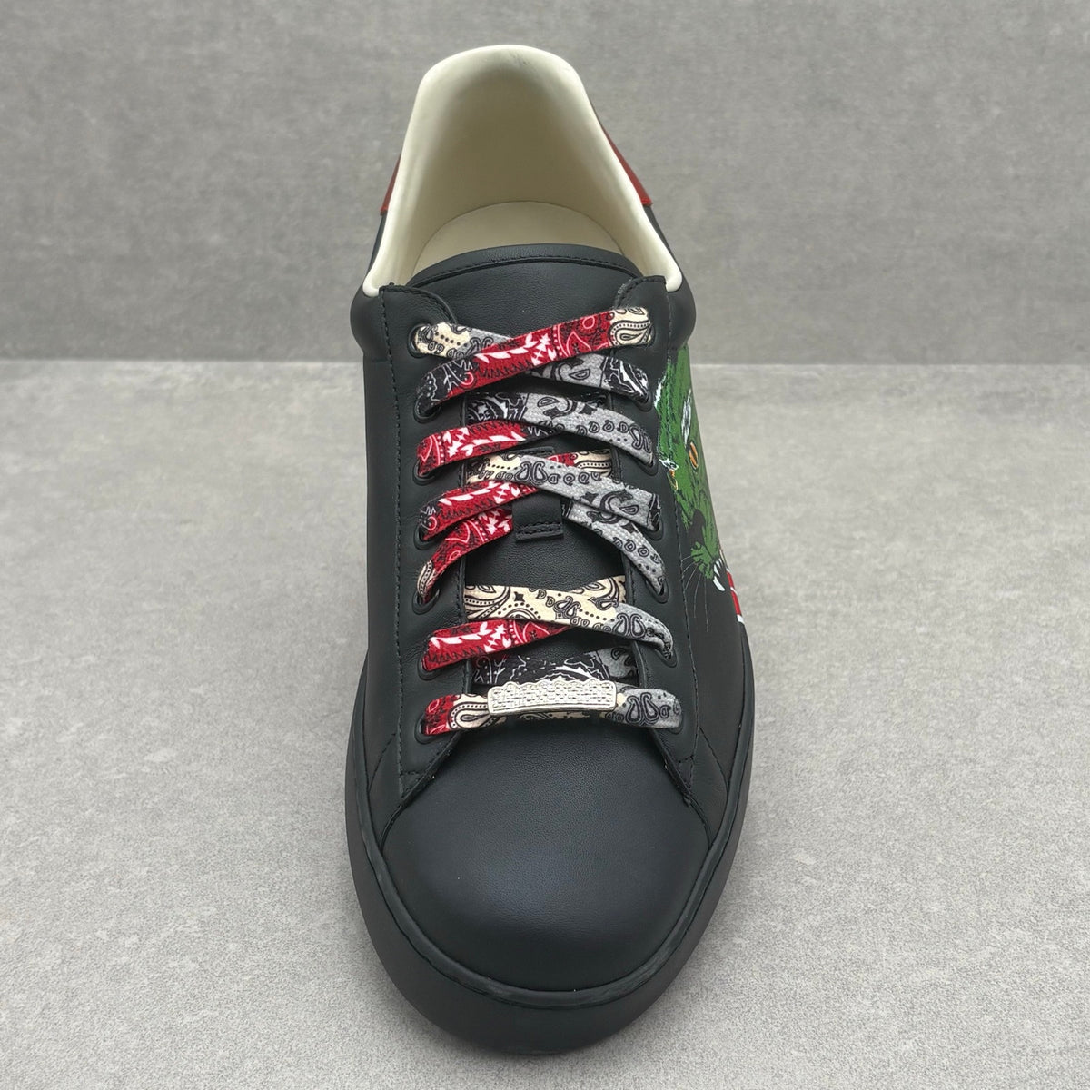 Ace Black Leather Sneaker Green Panther — photo 11