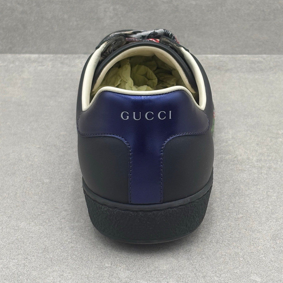Ace Black Leather Sneaker Green Panther — photo 3