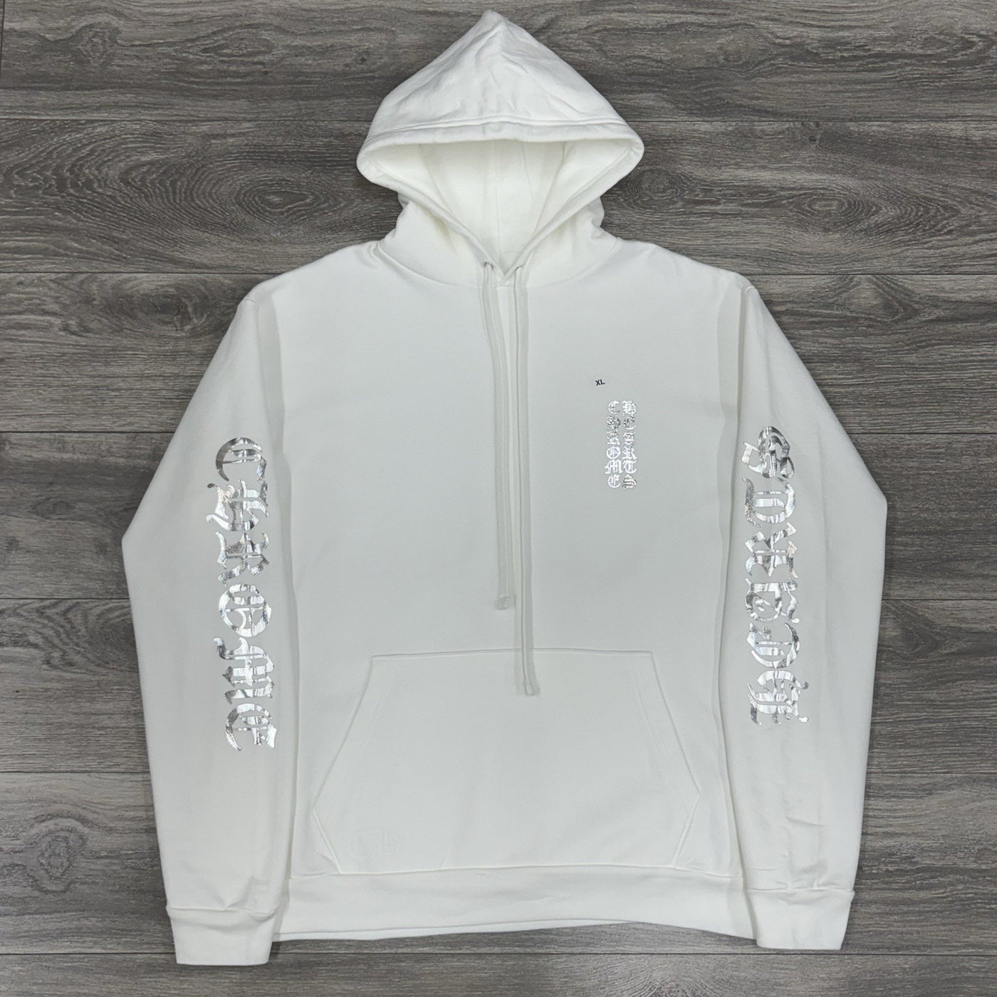 Vertical Logo Foil Hoodie White