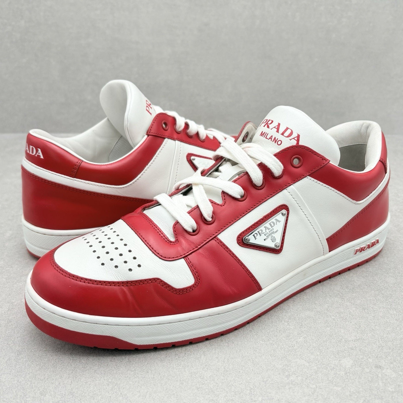 Downtown Leather Sneakers White Lacquer Red