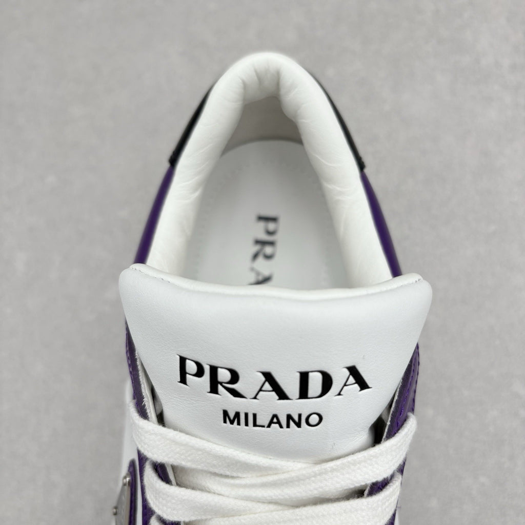 Prada Downtown Leather Sneakers ' White Purple ' | Size 10 UK (11 US)