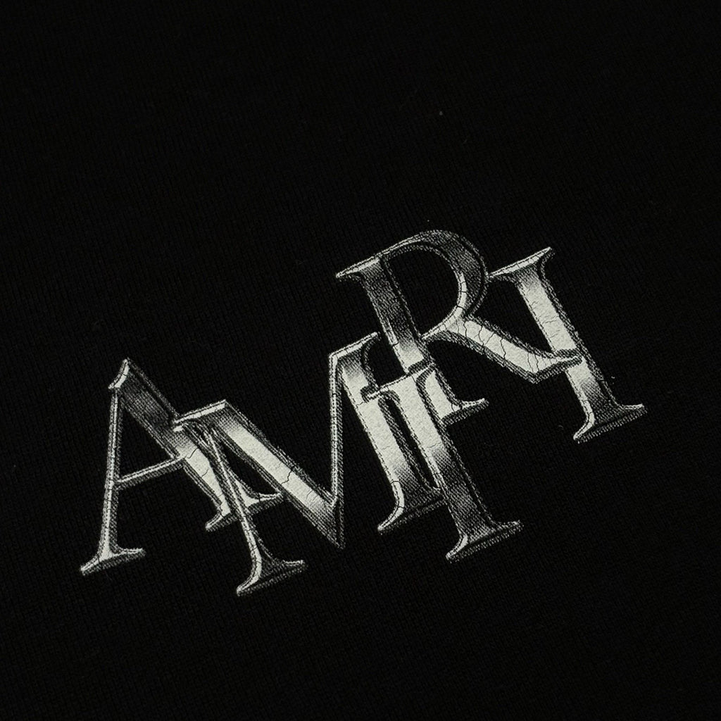 Amiri Staggered Logo Hoodie ' Black Silver ' | Size XL