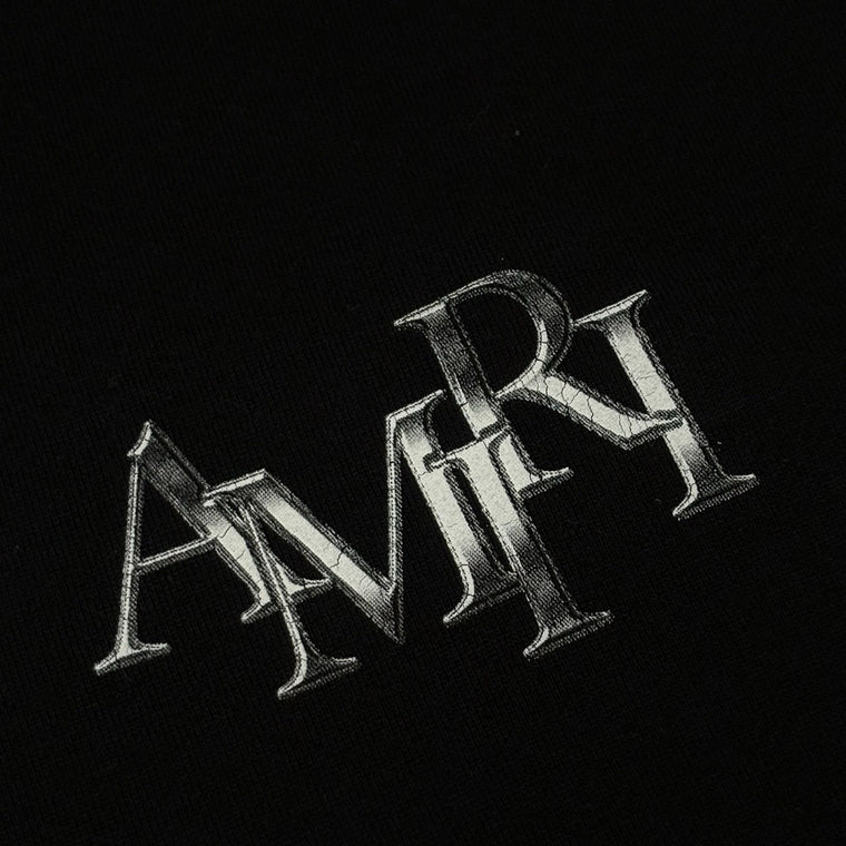 Staggered Logo Hoodie Black Silver — photo 8