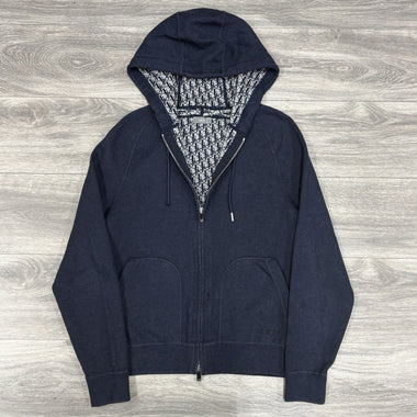 Cashmere Oblique Lining Hoodie Navy