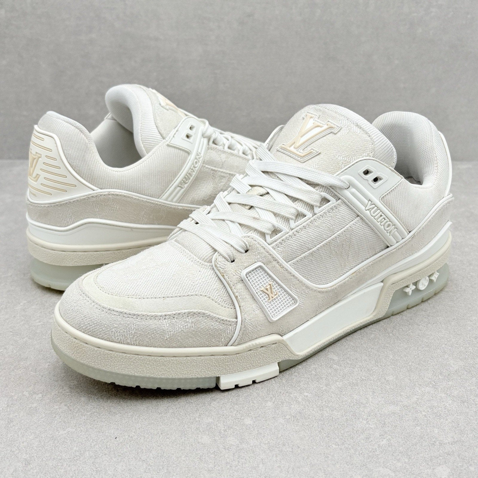 Louis Vuitton Trainer Denim ' Beige ' | Size 8.5 LV (9.5-10 US)