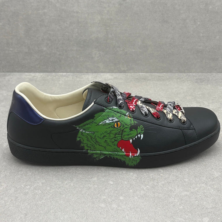 Ace Black Leather Sneaker Green Panther — photo 2