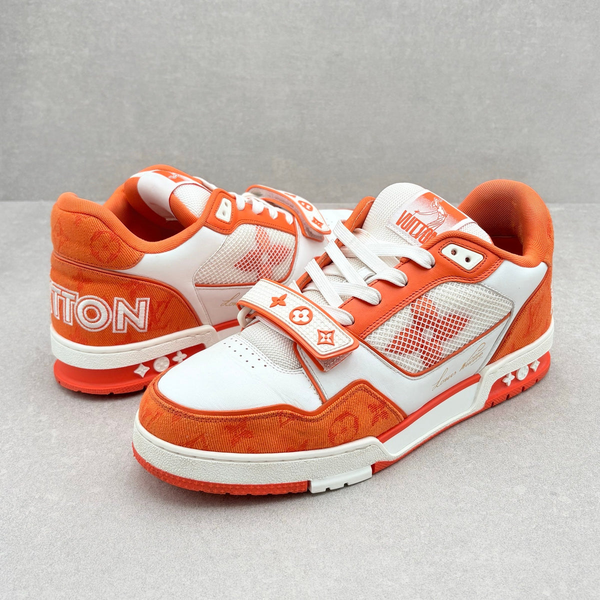 Denim Strap Trainer Orange White