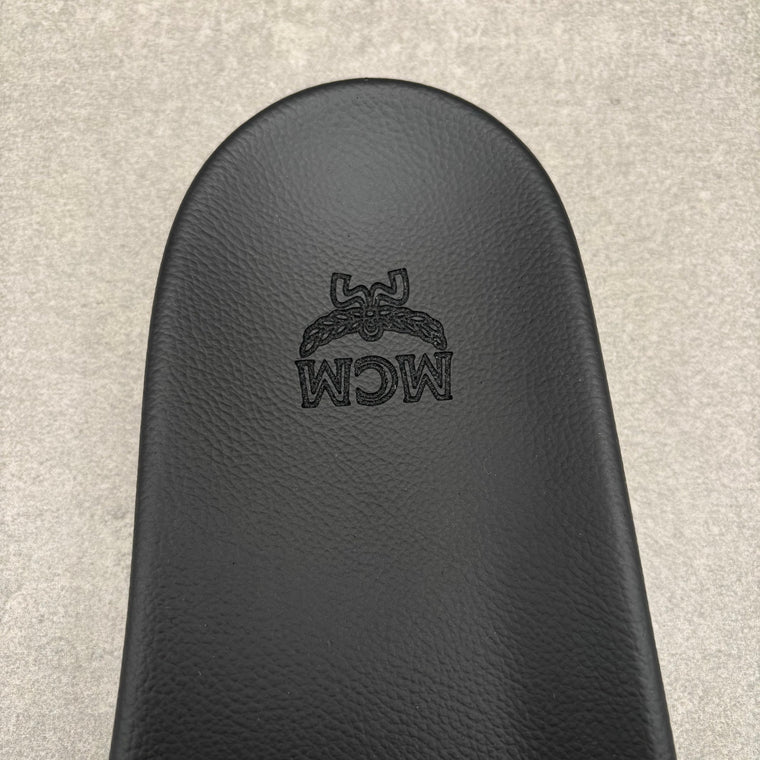 MCM Monogram Print Rubber Slides Black Splash Green — photo 15