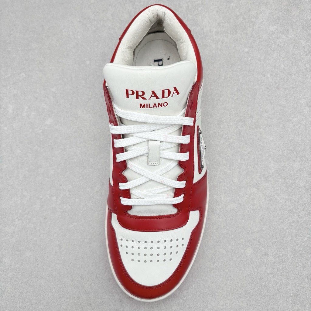 Prada Downtown Leather Sneakers ' White Lacquer Red ' | Size 7.5 UK (8.5 US)