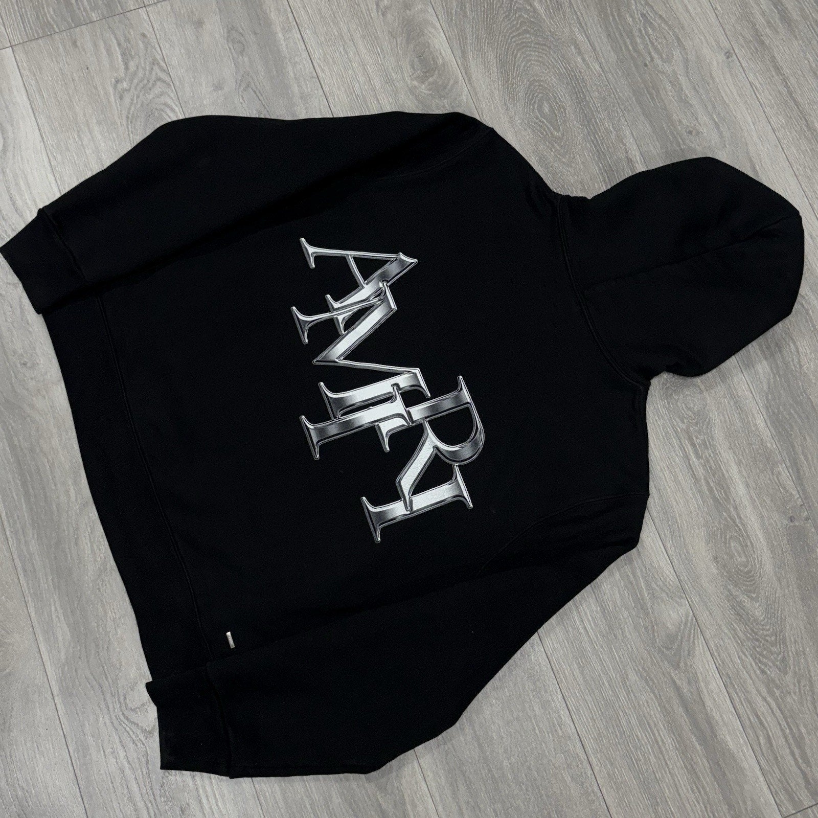 Amiri Staggered Logo Hoodie ' Black Silver ' | Size XL