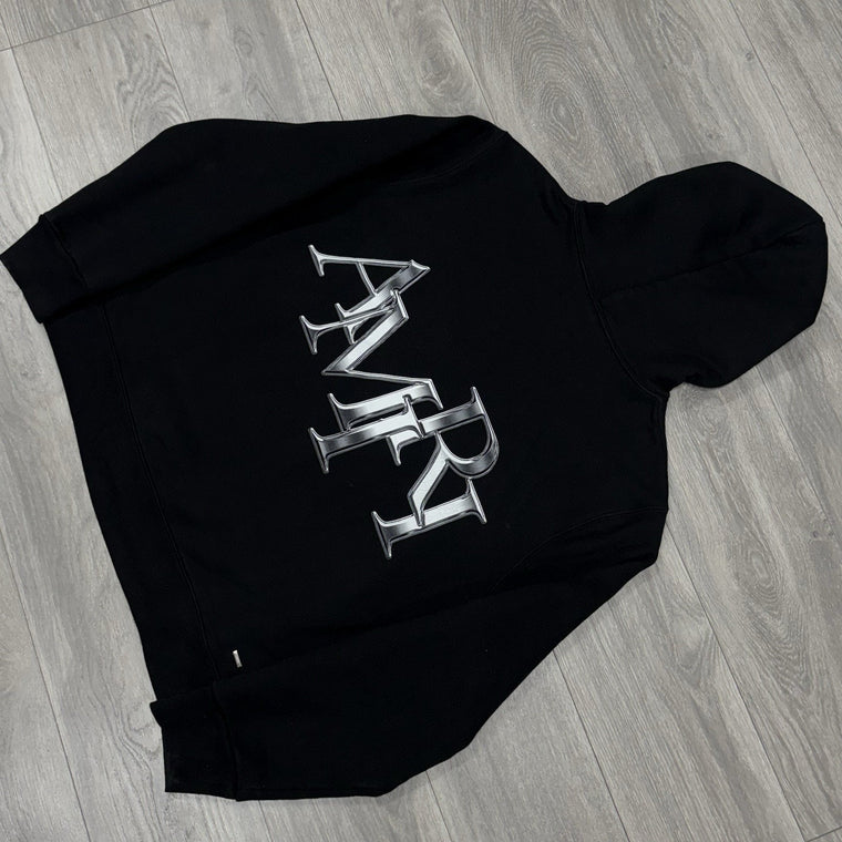 Staggered Logo Hoodie Black Silver — photo 3