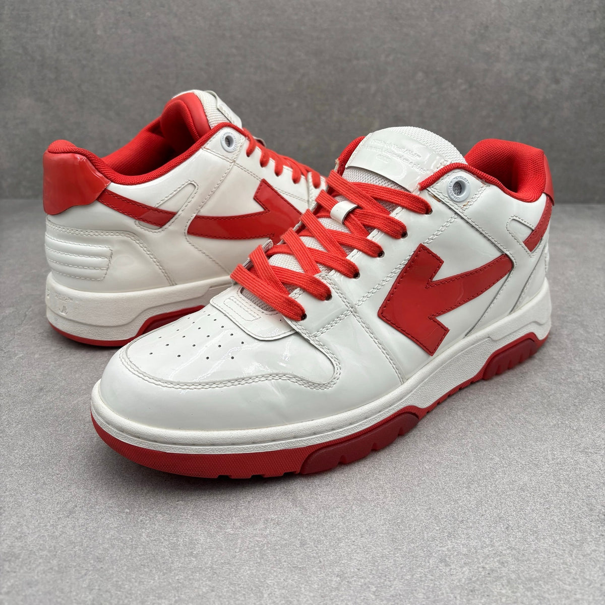 Off White Out of Office Patent Leather White Red