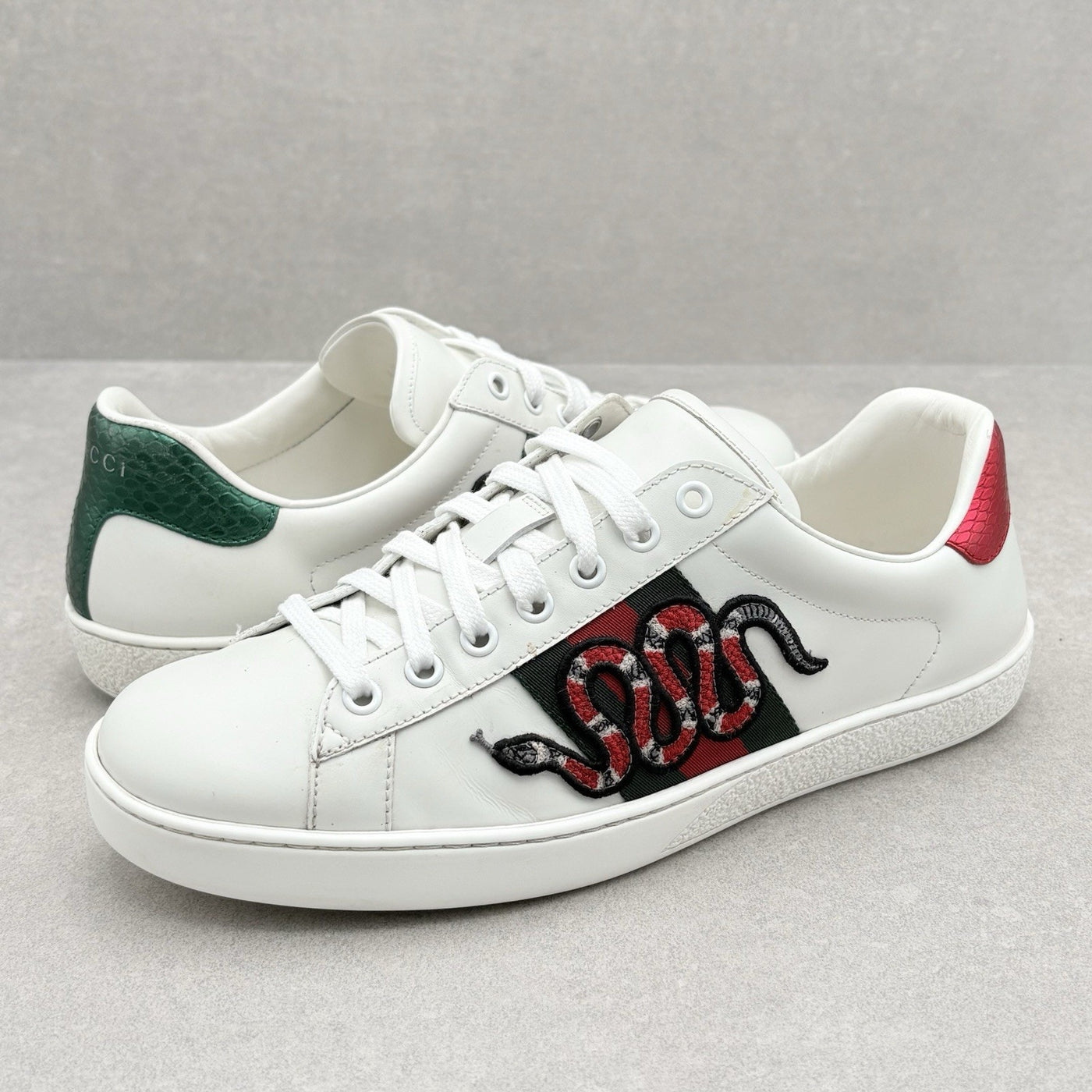 Ace Embroidered Snake White