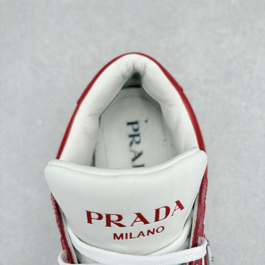 Prada Downtown Leather Sneakers ' White Lacquer Red ' | Size 7.5 UK (8.5 US)