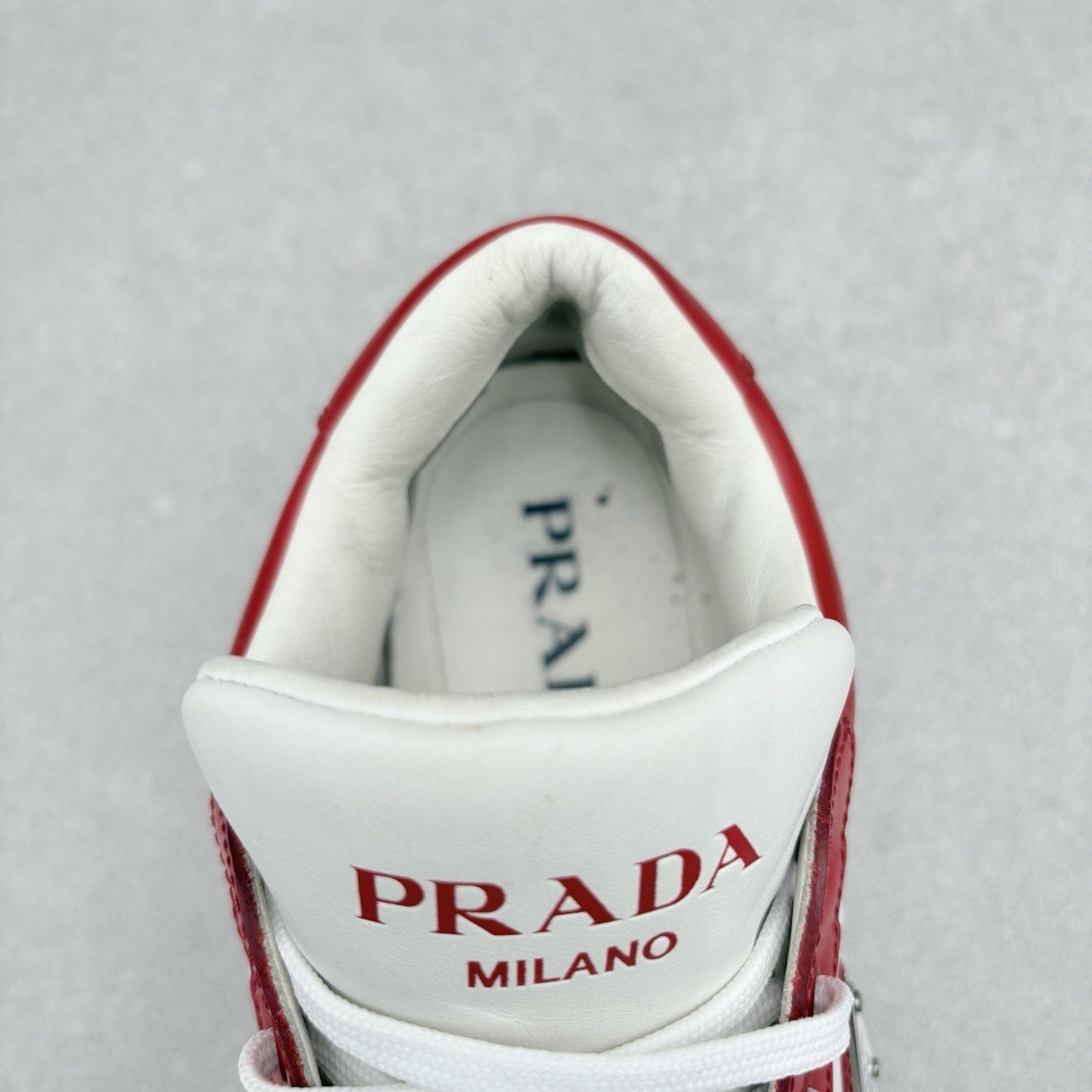 Prada Downtown Leather Sneakers ' White Lacquer Red ' | Size 7.5 UK (8.5 US)
