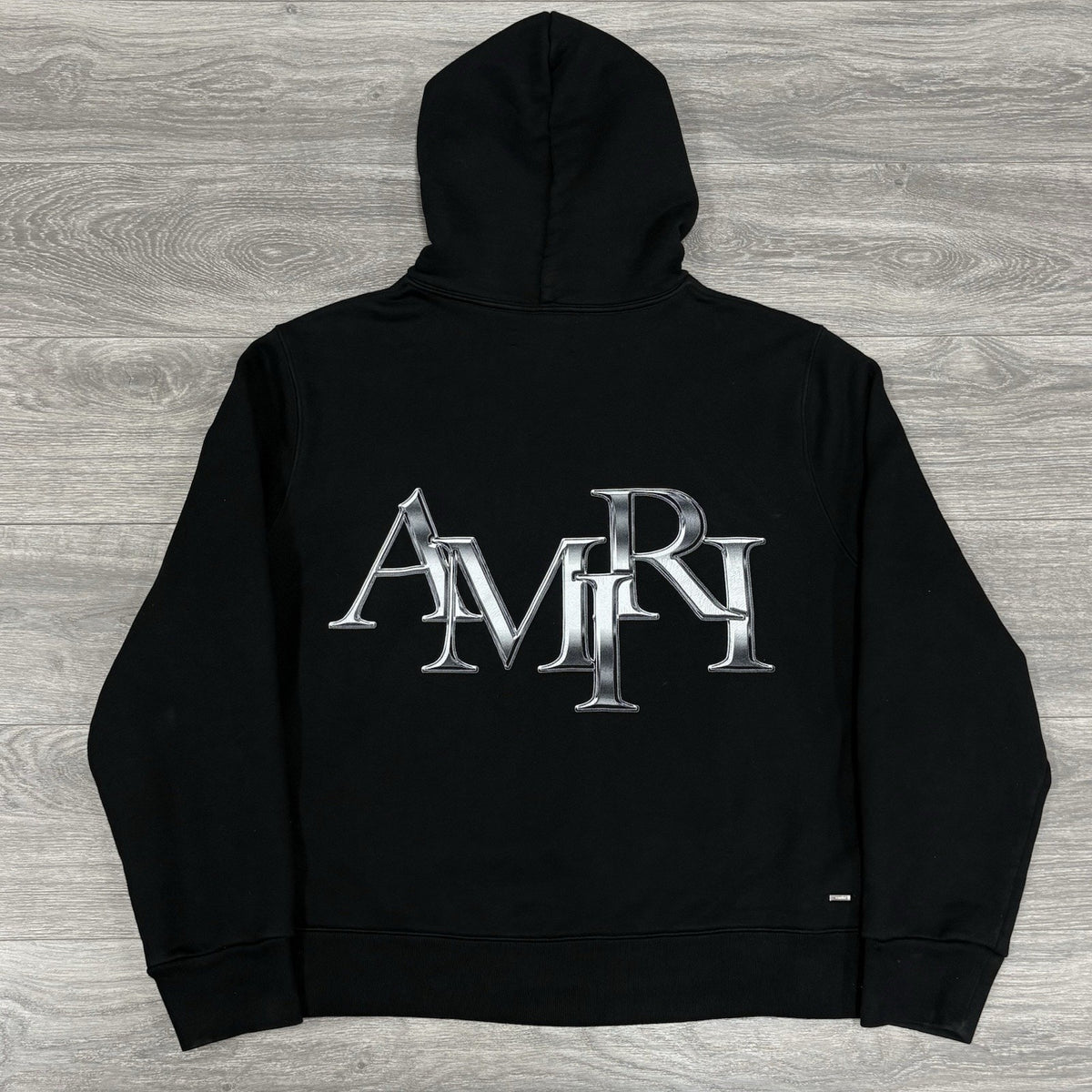 Staggered Logo Hoodie Black Silver