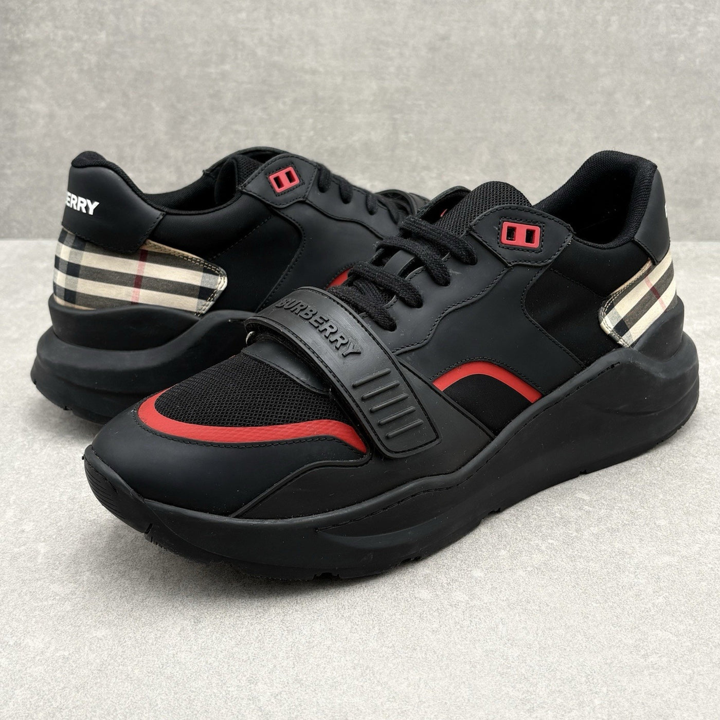 Burberry Leather Vintage Check Sneaker Black