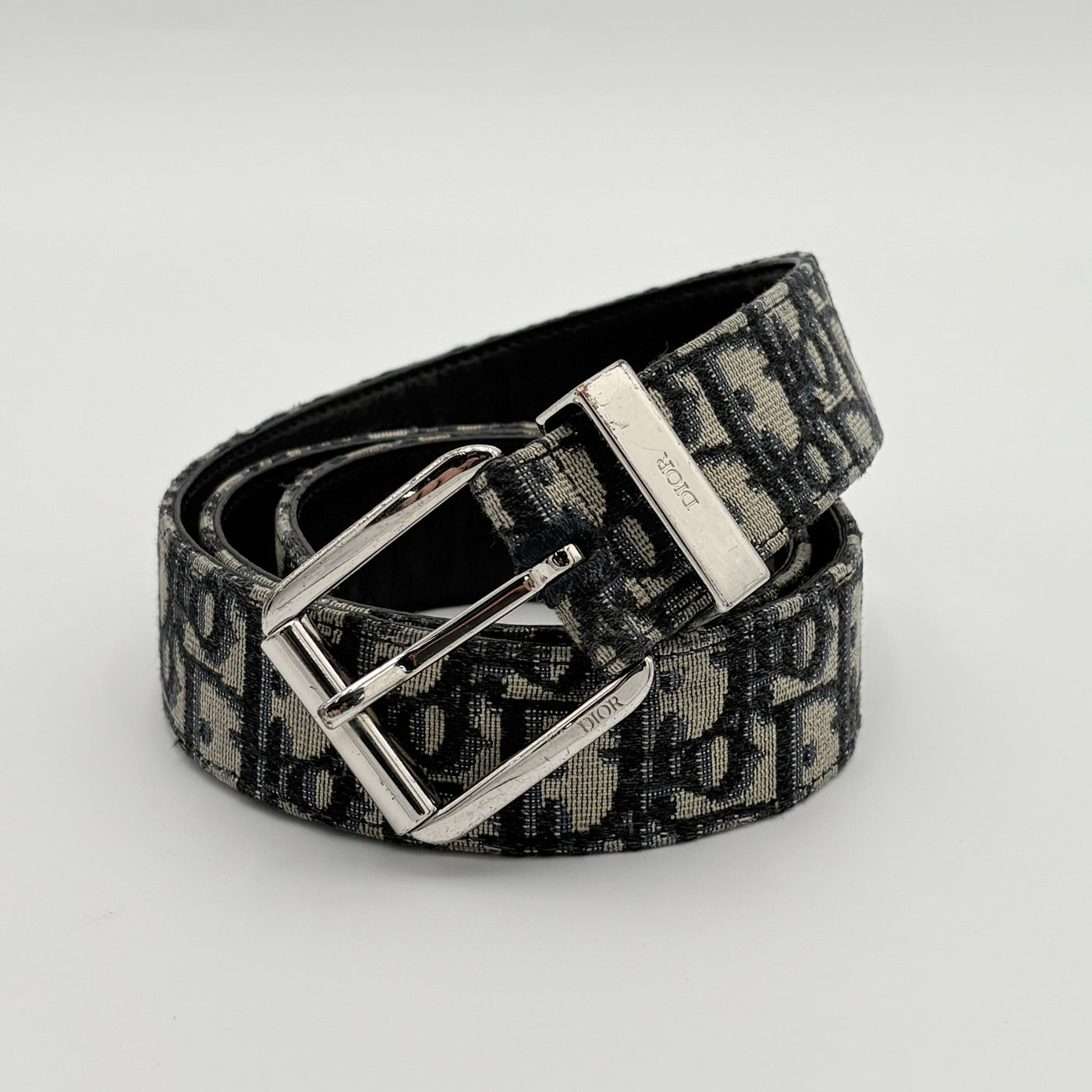 Oblique Jacquard Belt Beige Black