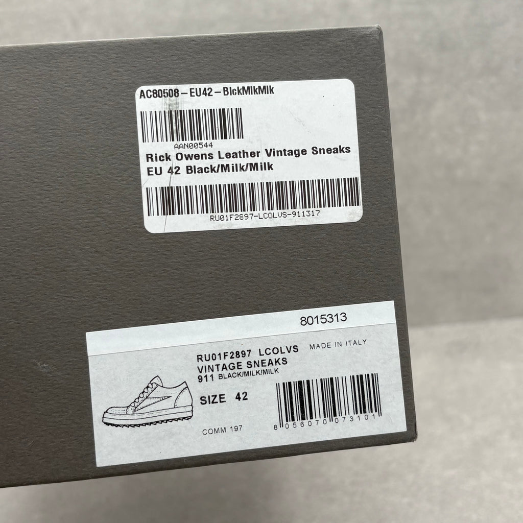 Rick Owens Lido Vintage Sneaker ' Black Milk ' | Size 42 (9 US)