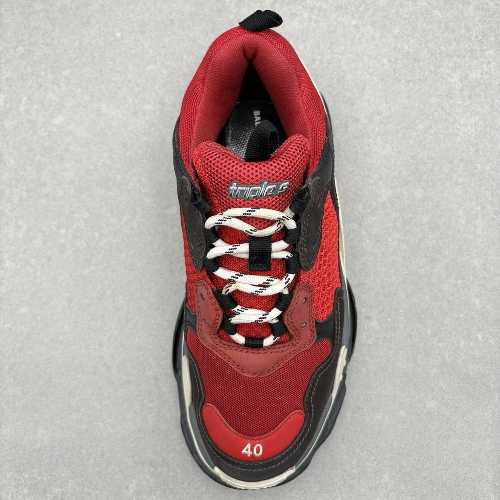 Balenciaga Triple S ' Red Black ' Pre-Distressed ' | Size 40 (7 US)