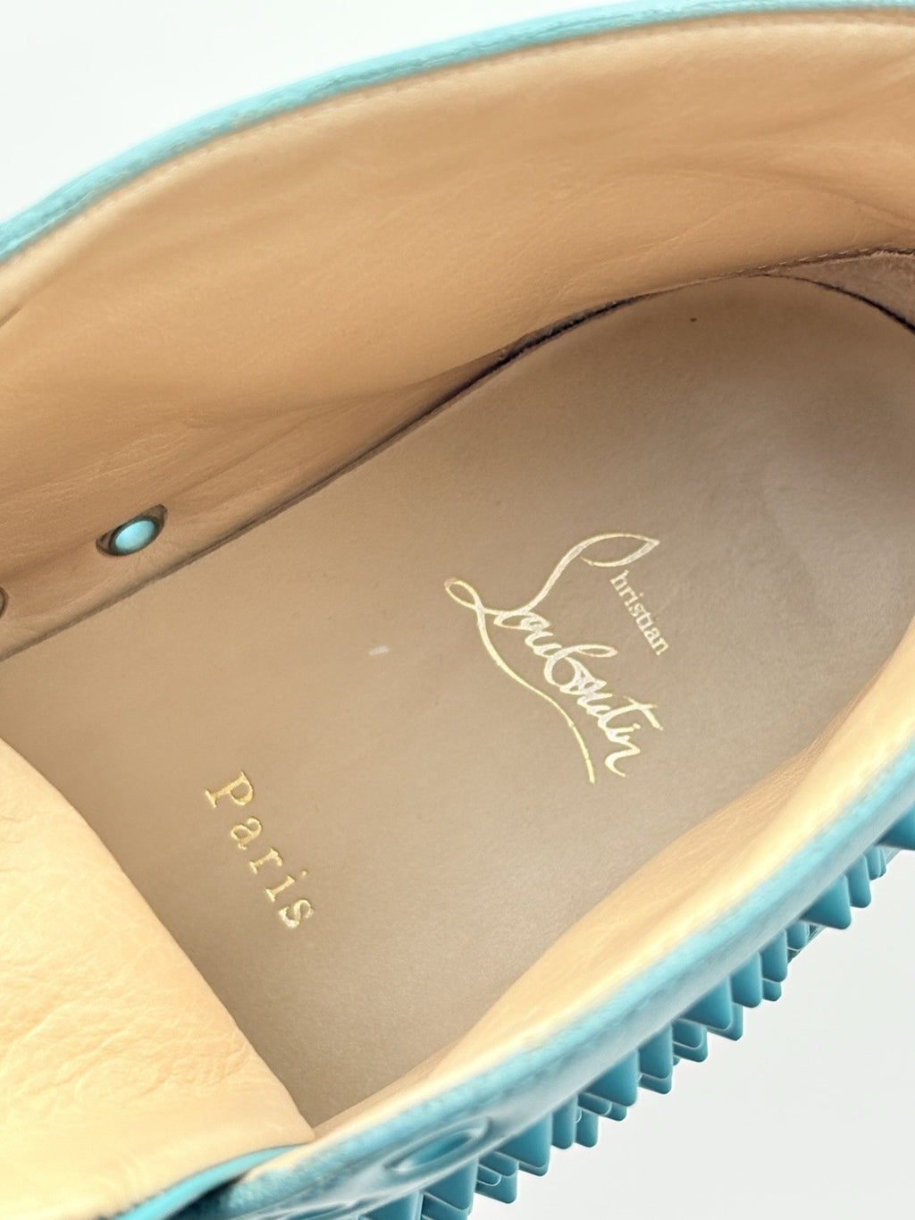Size 45 (12 US) Christian Louboutin High Spikes ' Turquoise ' | GREAT CONDITION!