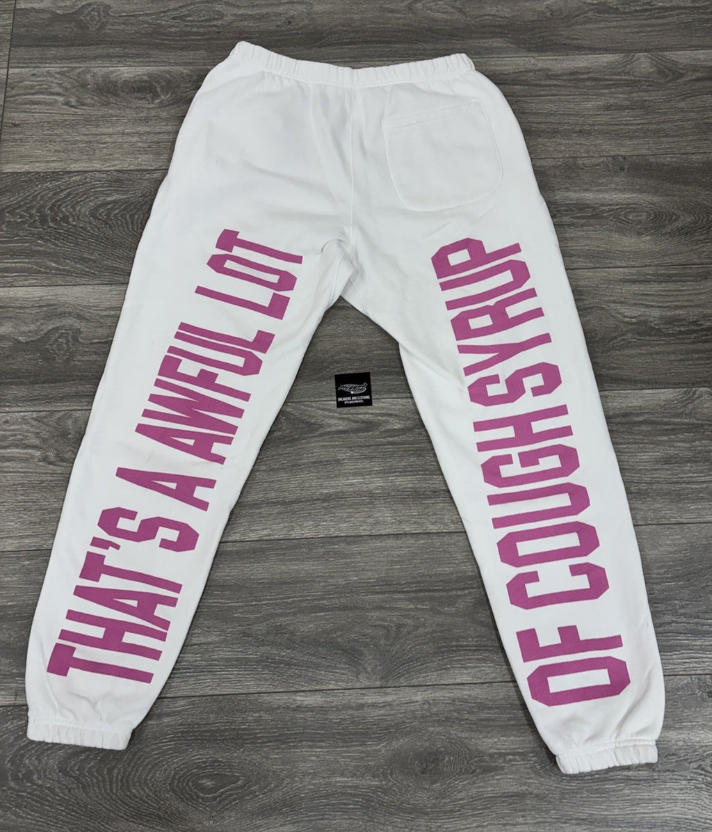Size XL - That's A Awful Lot Of Cough Syrup Sweatpants ‘Valentines White‘ | NEW!