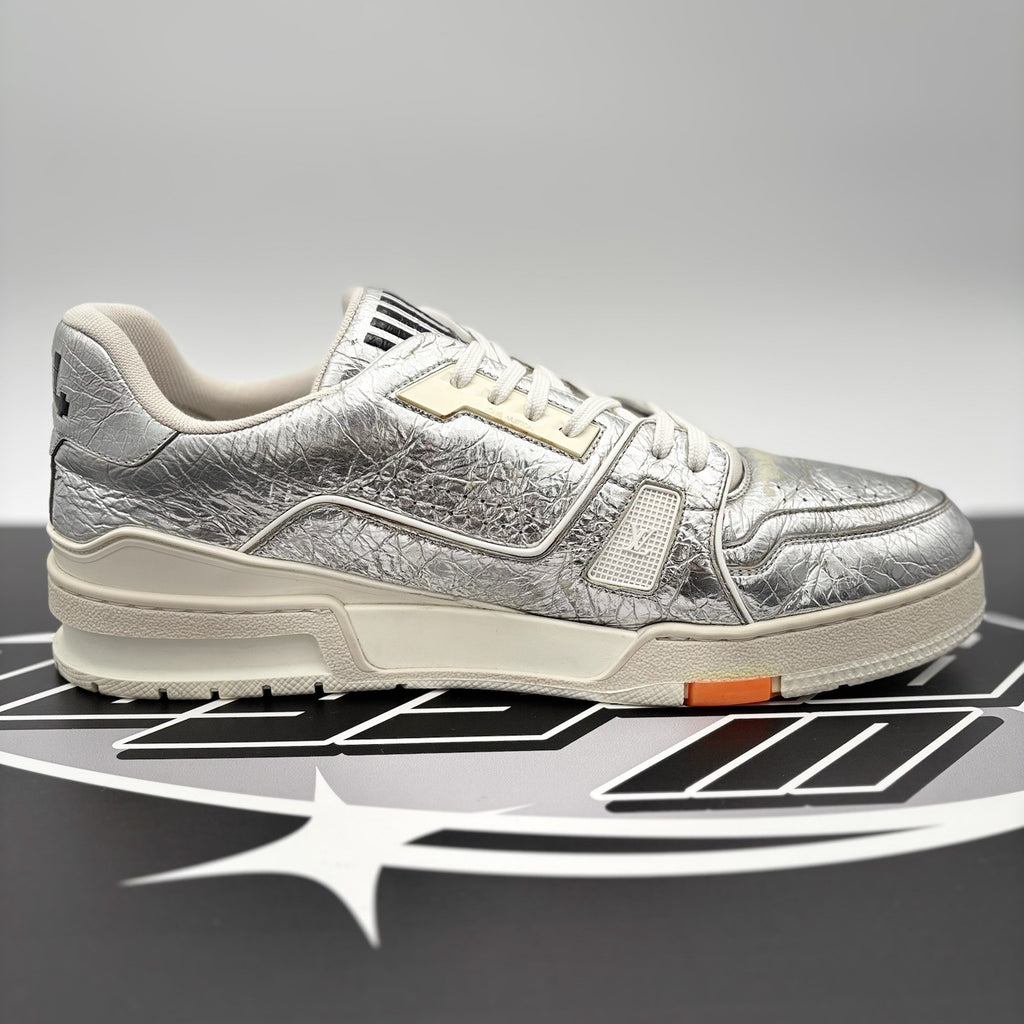 Size 10 LV (11-11.5 US) - Louis Vuitton Trainer Low ' Metallic Silver Orange '