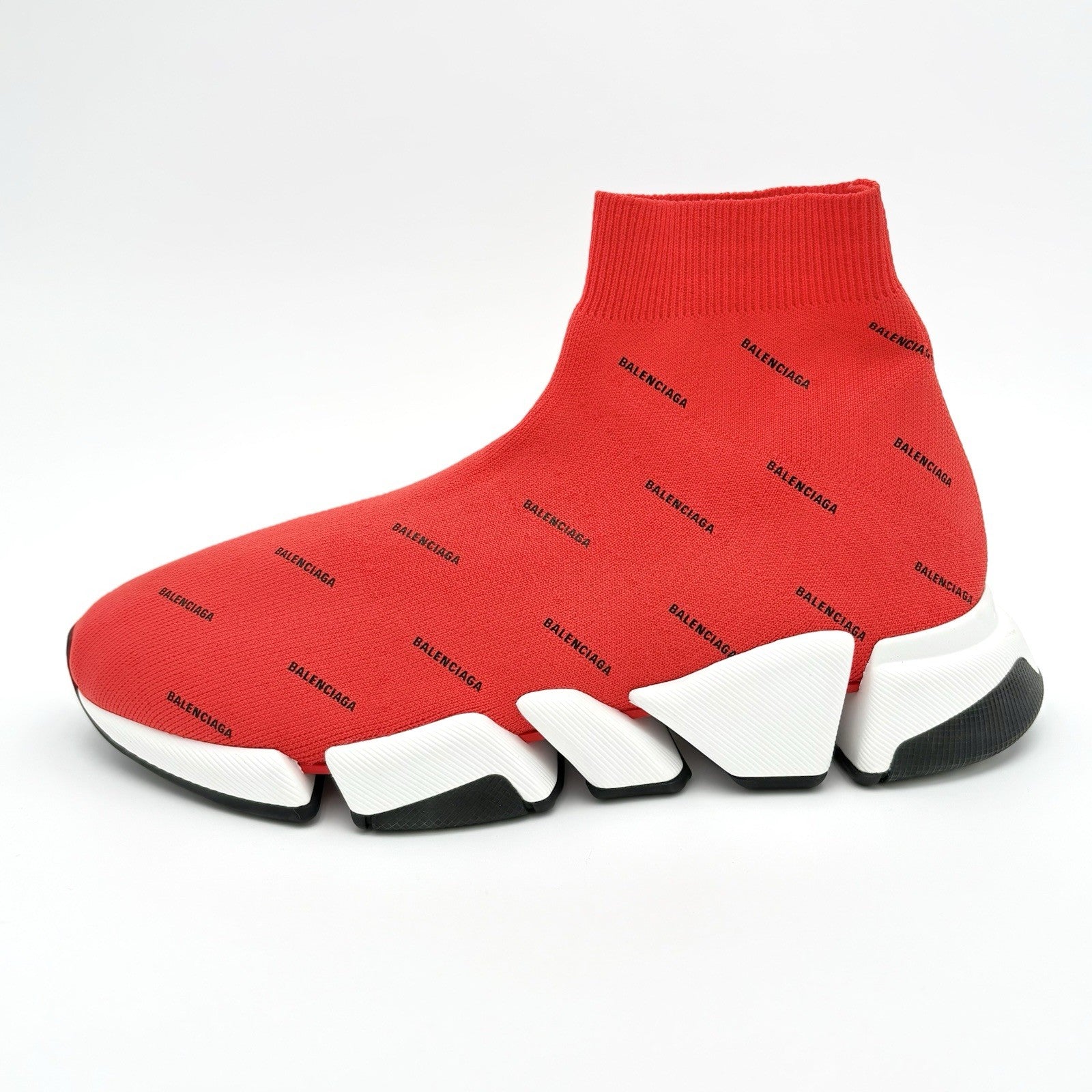 Size 41 (8 US) - Balenciaga Speed 2.0 ' All Over Logo Intense Red ' | BRAND NEW!