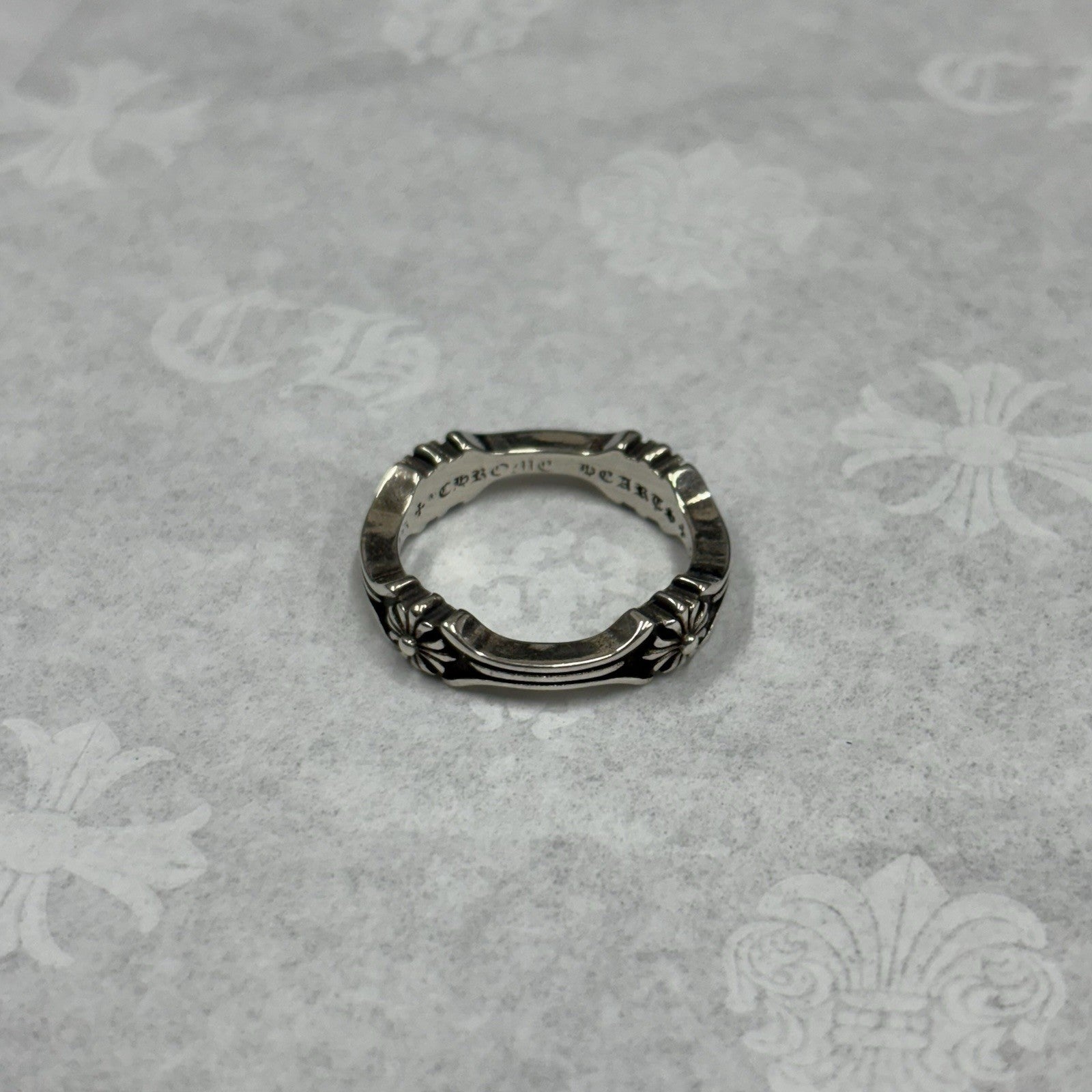 Chrome Hearts Silver Bone And Cross Ring