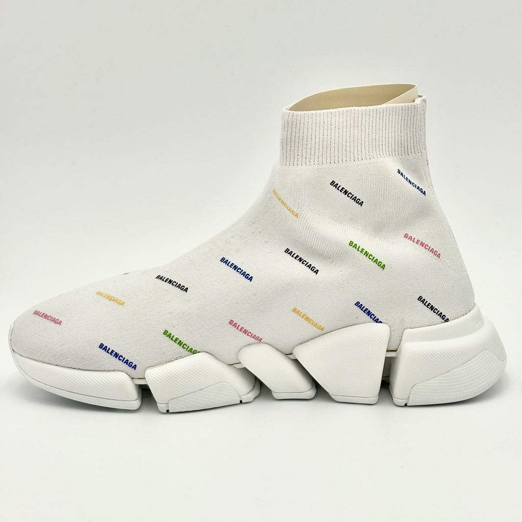 Size 39 (6 US) - Balenciaga Speed Trainer Allover Logo ' White ' | BRAND NEW!