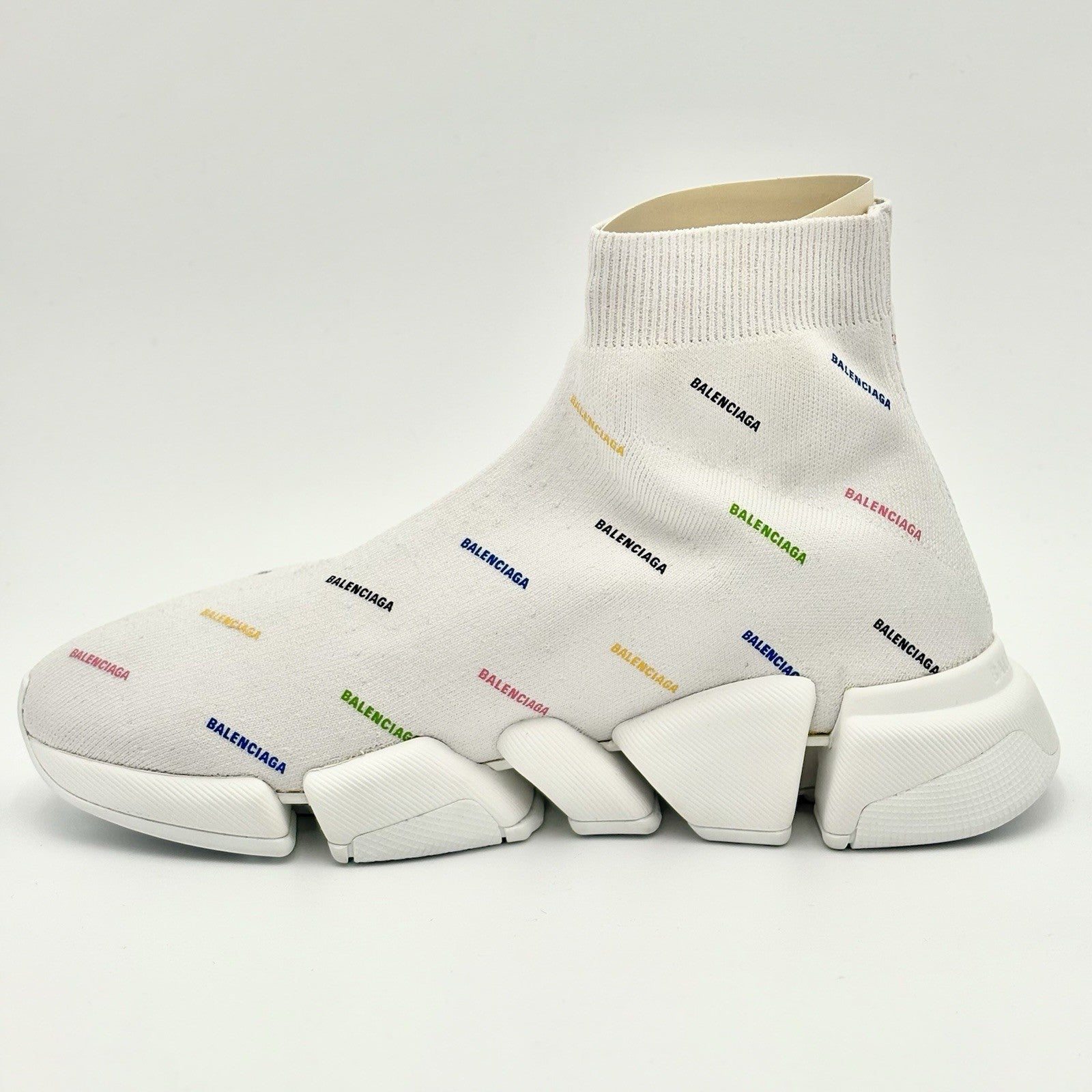Size 39 (6 US) - Balenciaga Speed Trainer Allover Logo ' White ' | BRAND NEW!
