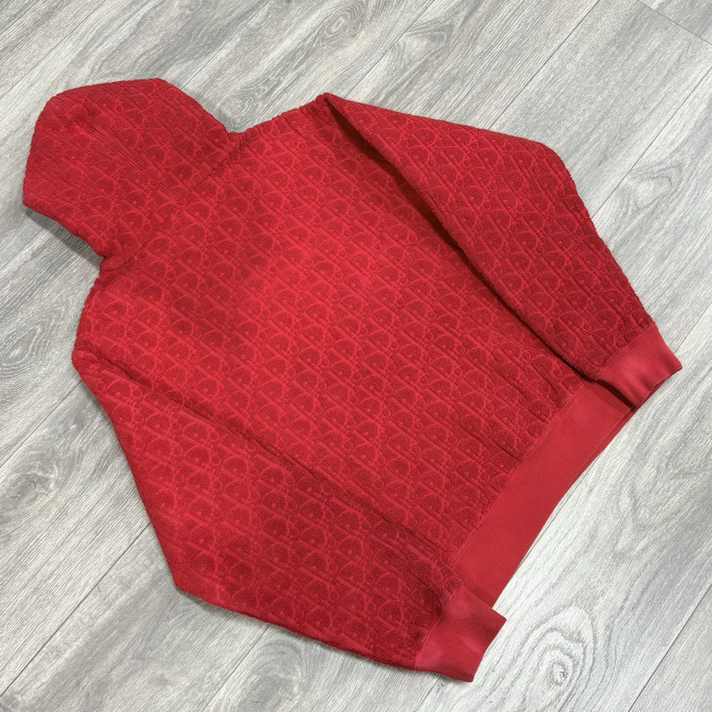 Size Medium - Dior Terry Cotton Towel Hoodie ' Red '