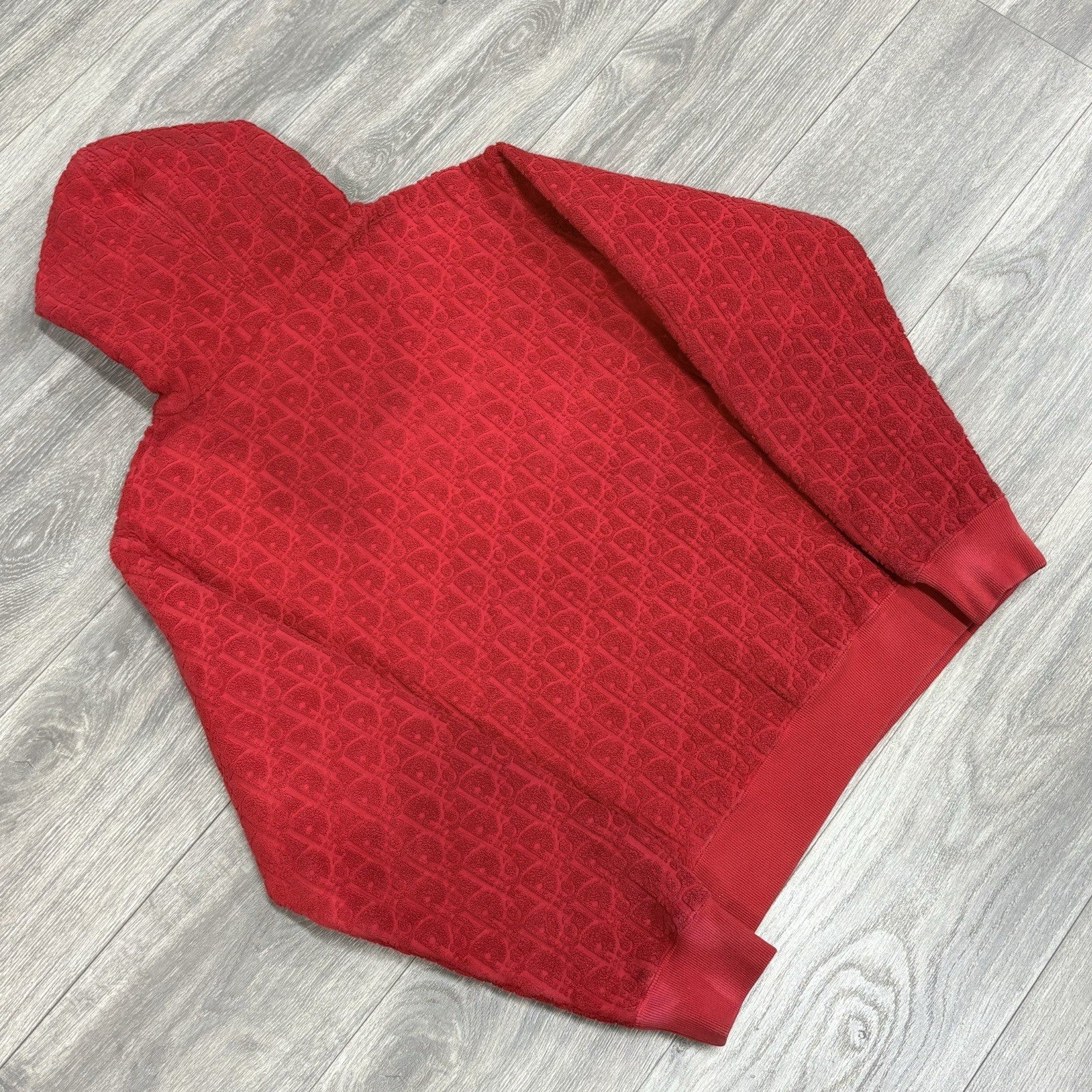 Size Medium - Dior Terry Cotton Towel Hoodie ' Red '