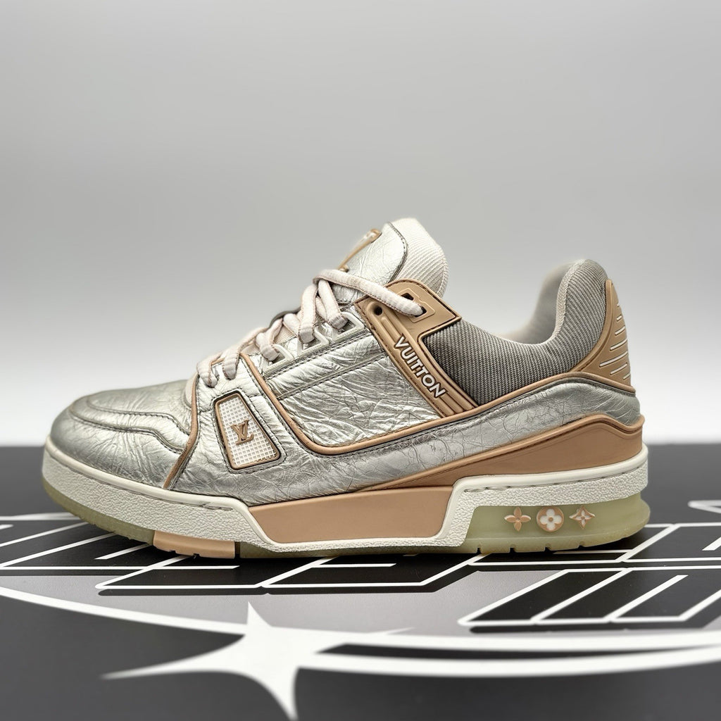 Size 6 LV (7-7.5 US ) Louis Vuitton Trainer ' Metallic, Beige '