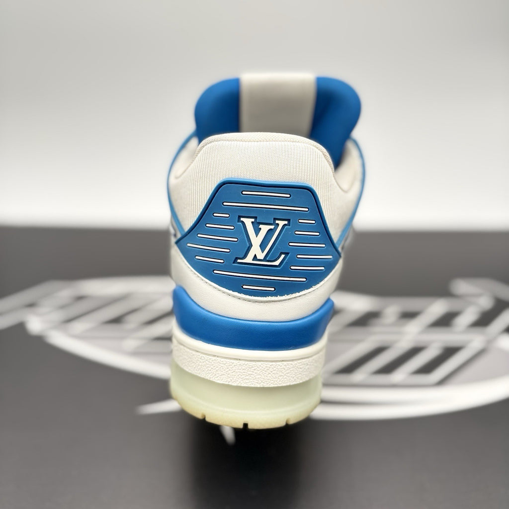 Size 8.5 LV (9.5-10 US) - Louis Vuitton Trainer Mid ‘ White, Blue ’ | GREAT!