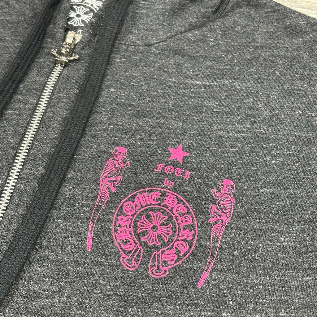 Size Large - Chrome Hearts Foti Zip Up Hoodie ' Grey ' | SUPER CLEAN!