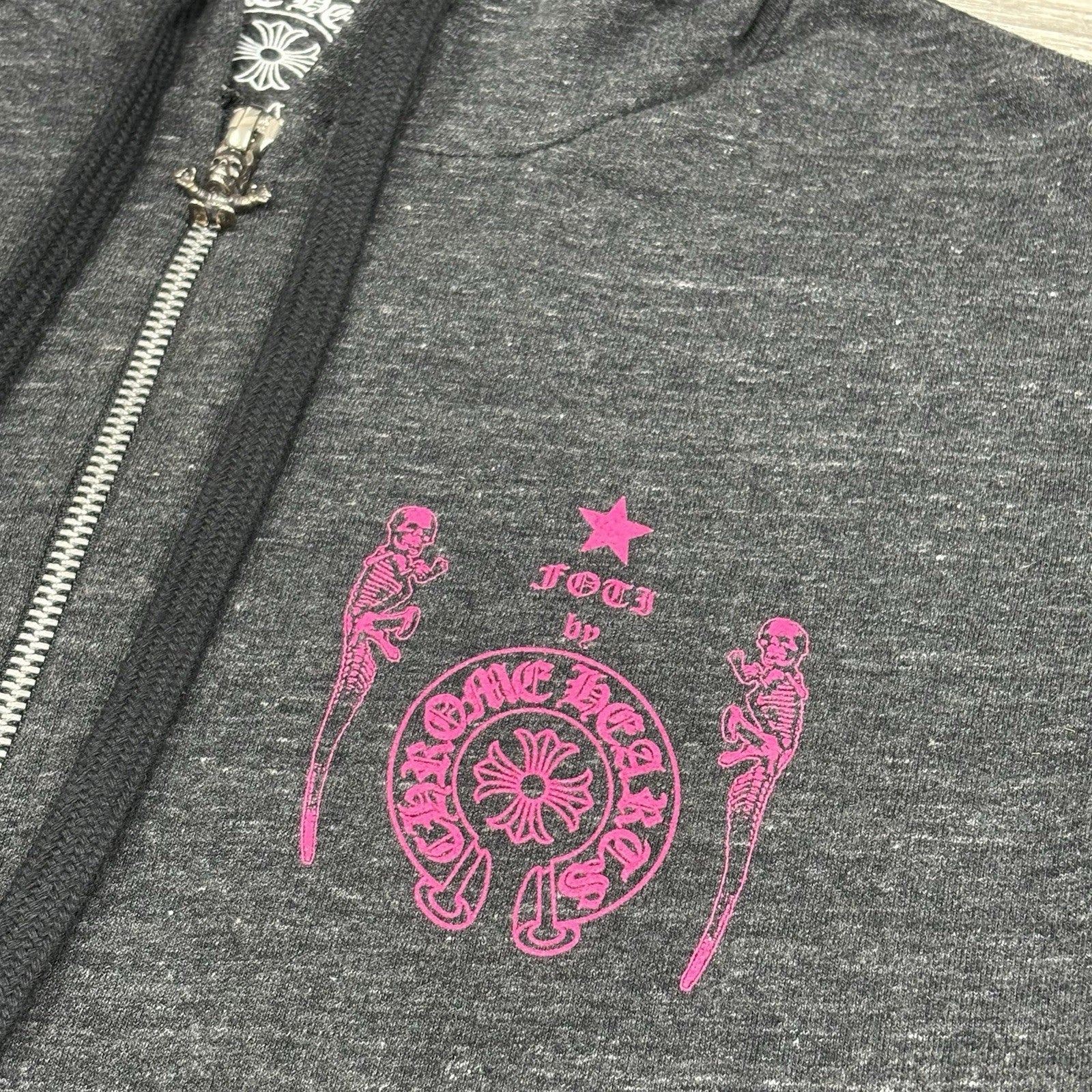 Size Large - Chrome Hearts Foti Zip Up Hoodie ' Grey ' | SUPER CLEAN!