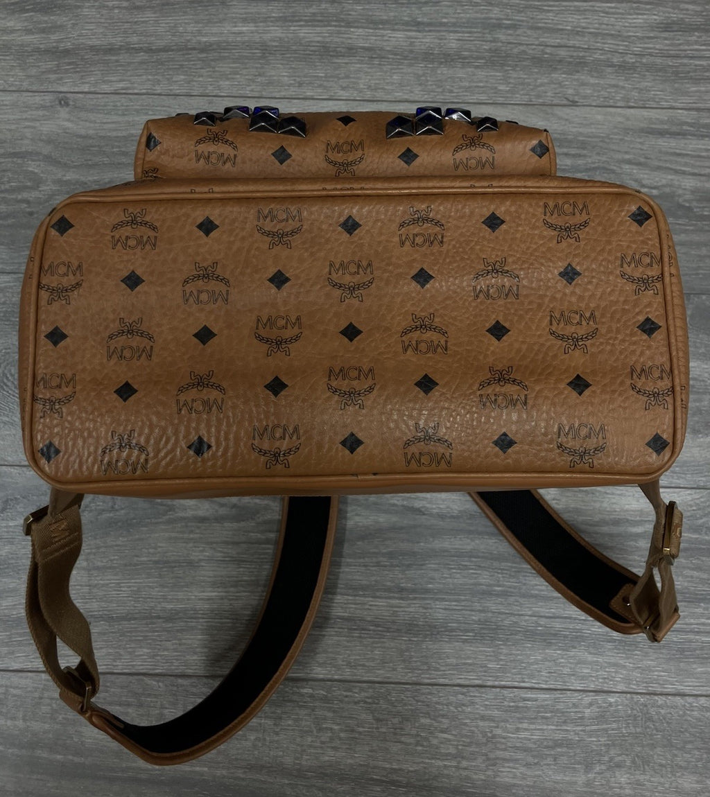MCM Cognac Stark " M " Studded Backpack | GREAT CONDITION!