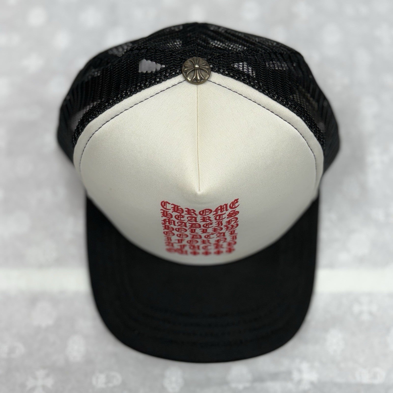 Chrome Hearts Eyechart Trucker Hat ' Black White Red ' | ONLY WORN 1-3x!