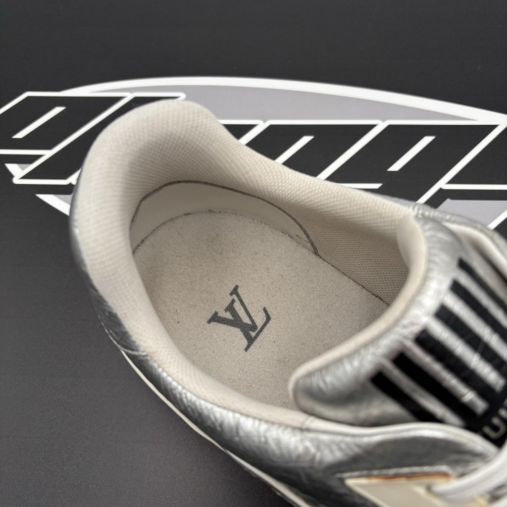 Size 10 LV (11-11.5 US) - Louis Vuitton Trainer Low ' Metallic Silver Orange '