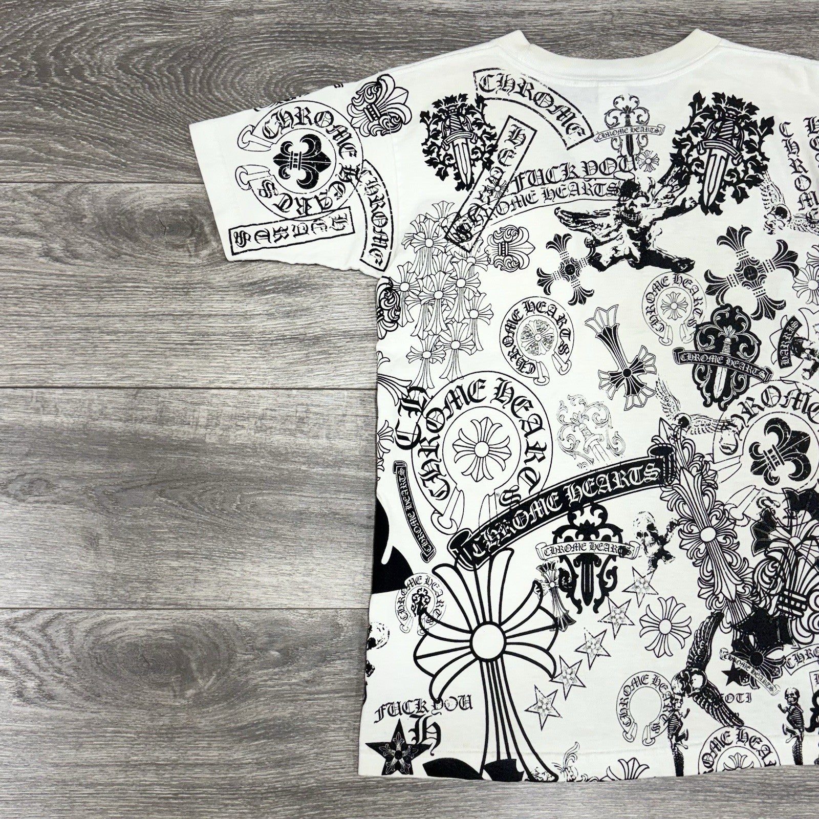 Size Small - Chrome Hearts All Over Logo Stencil T-Shirt ' White ' | RARE!