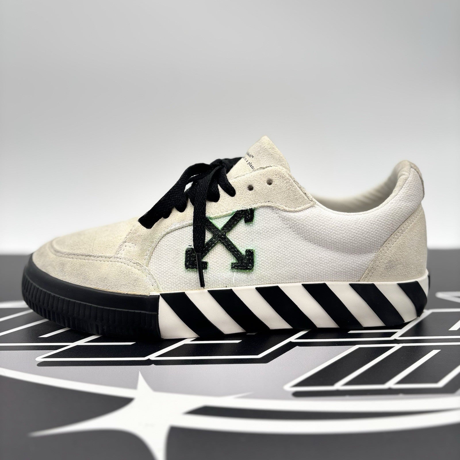 Size 41 (8 US) Off-White Vulc Sneaker ' Canvas White, Black ' | GOOD CONDITION!