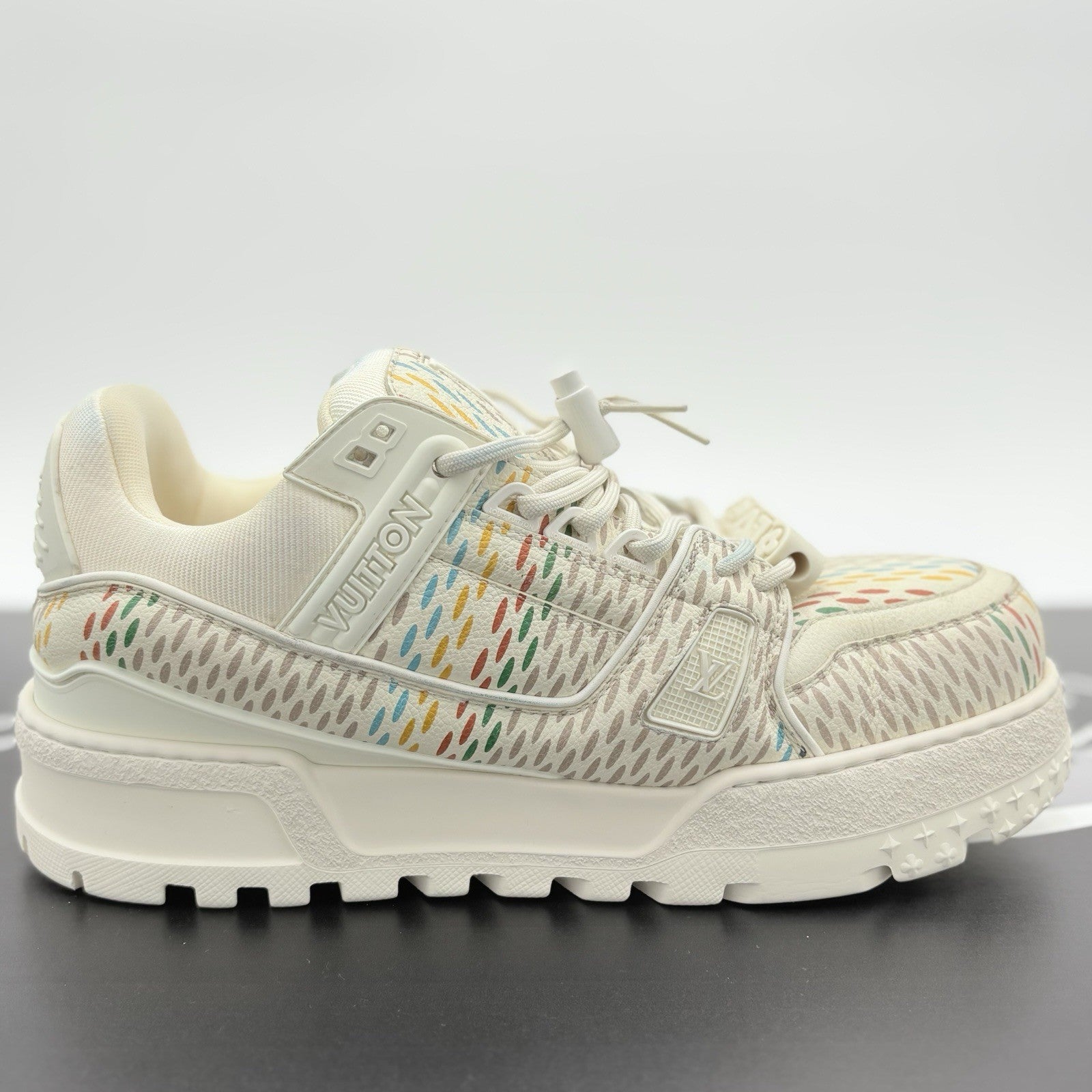 Size 7.5 LV (8.5-9 US) Louis Vuitton Maxi Trainer ' Beige Multicolor ' | CLEAN!