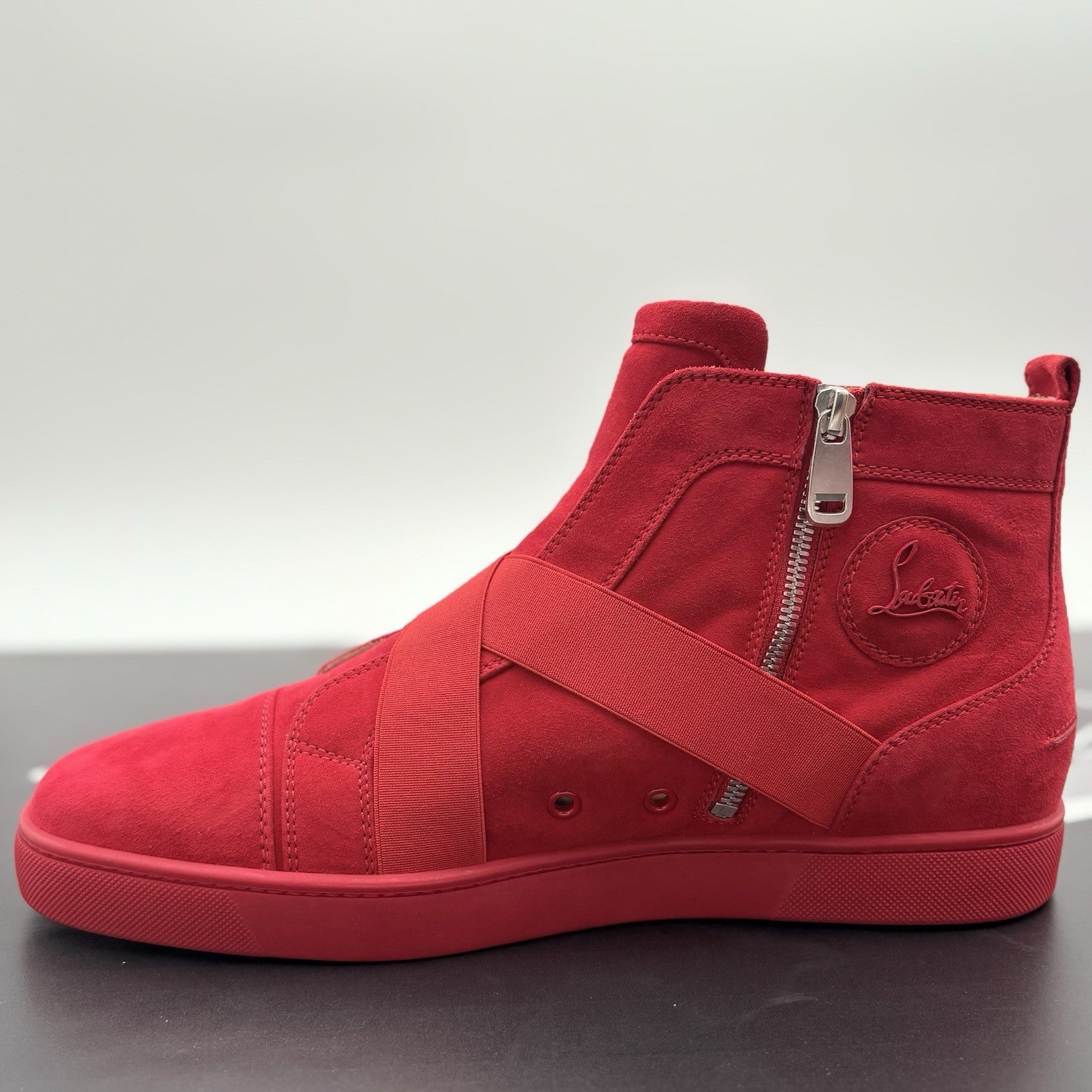 Size 45.5 (12.5 US) - Christian Louboutin Suede Cross Strap ' Red ' | BRAND NEW!