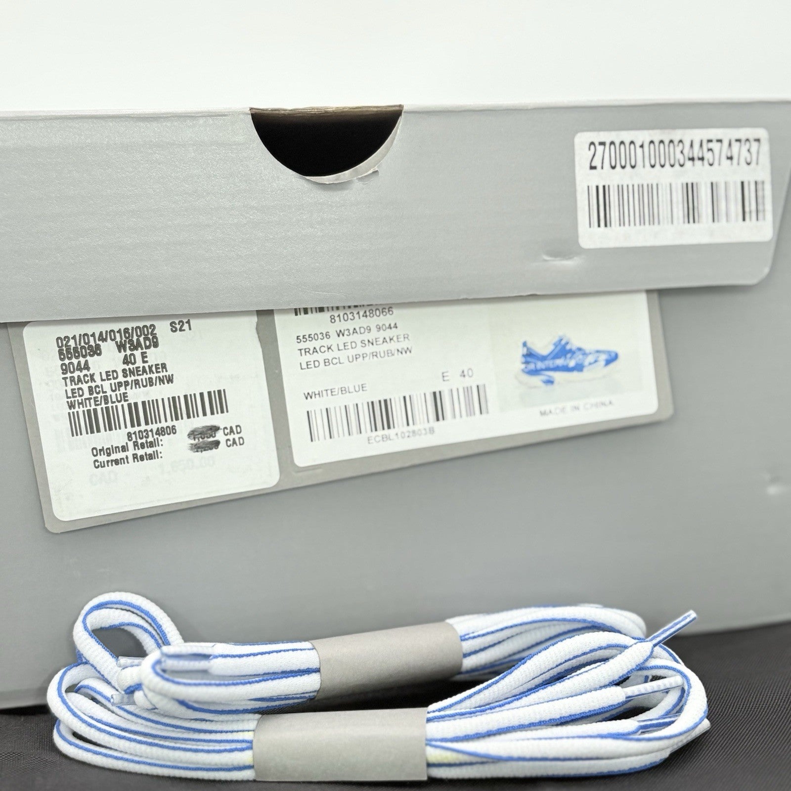 Size 40 (7 US) - Balenciaga Track LED Sneaker ' White Blue ' | BRAND NEW